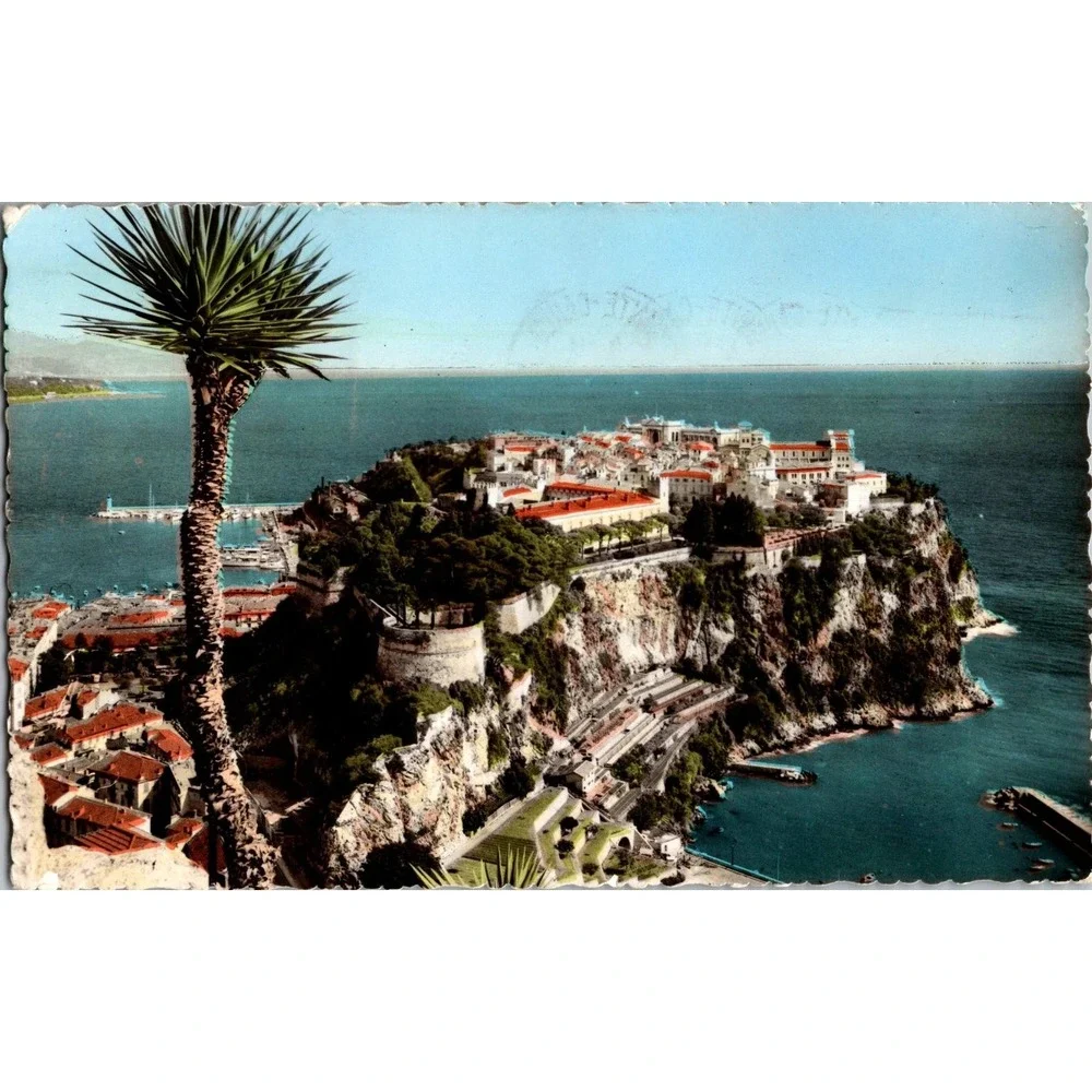 Vintage‎ Monaco La Cote d'Azur Le Rocher Scenic Postcard